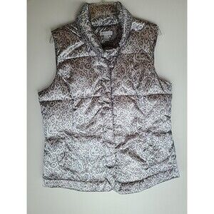 Charter Club Black Gray Cheetah Quilted Puffy Women's Vest Sze XL